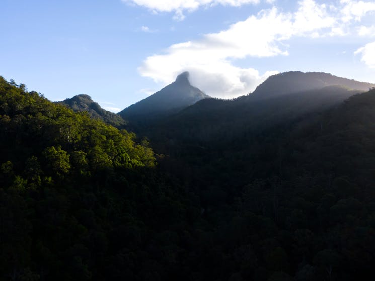 Clouds hovering over Wollumbin Mount Warning