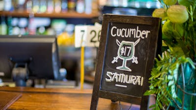 Cocktail sign on the bar