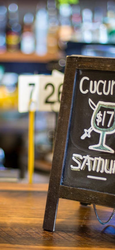 Cocktail sign on the bar