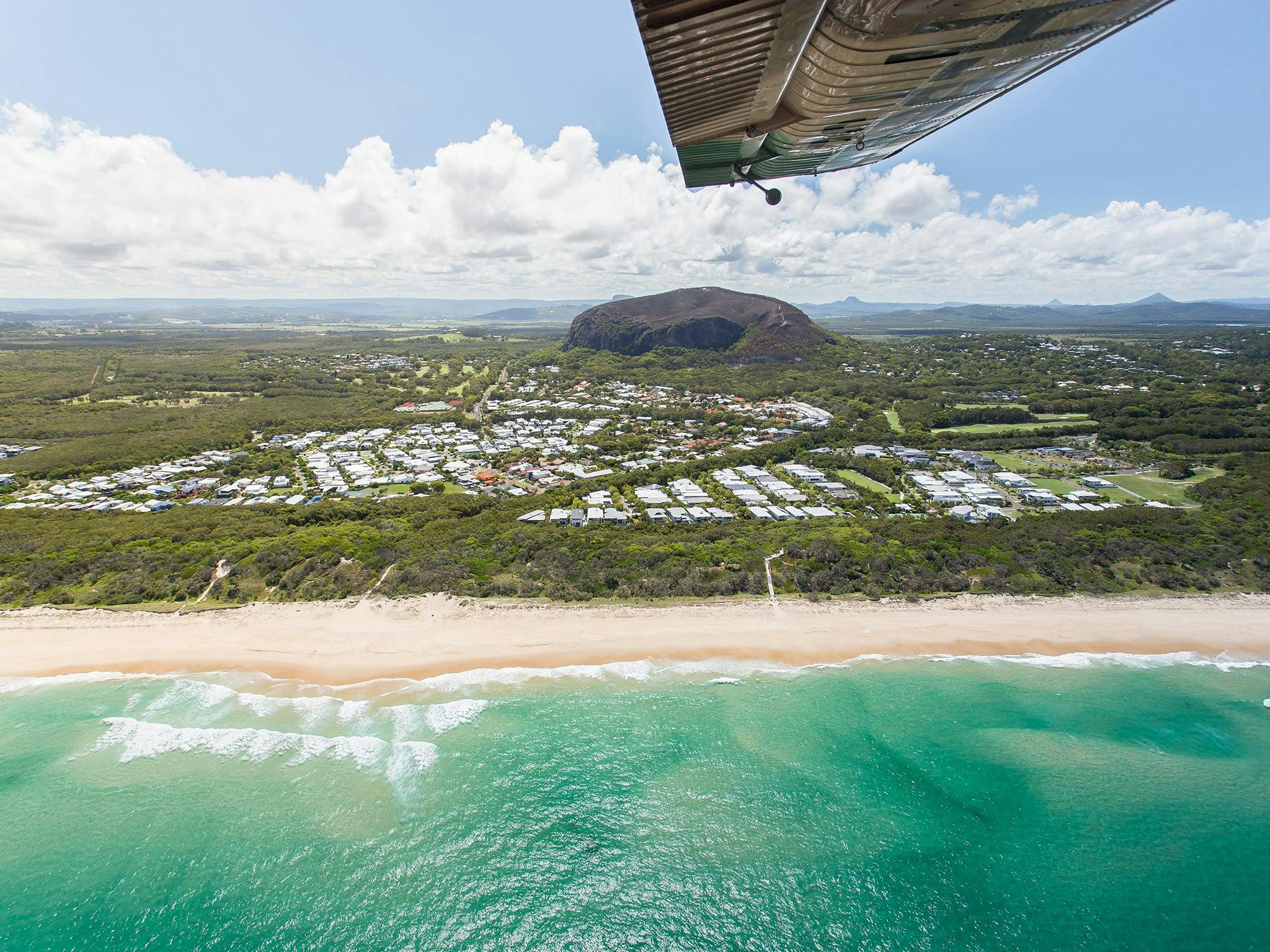 Mt Coolum from a seaplane. Looking west.