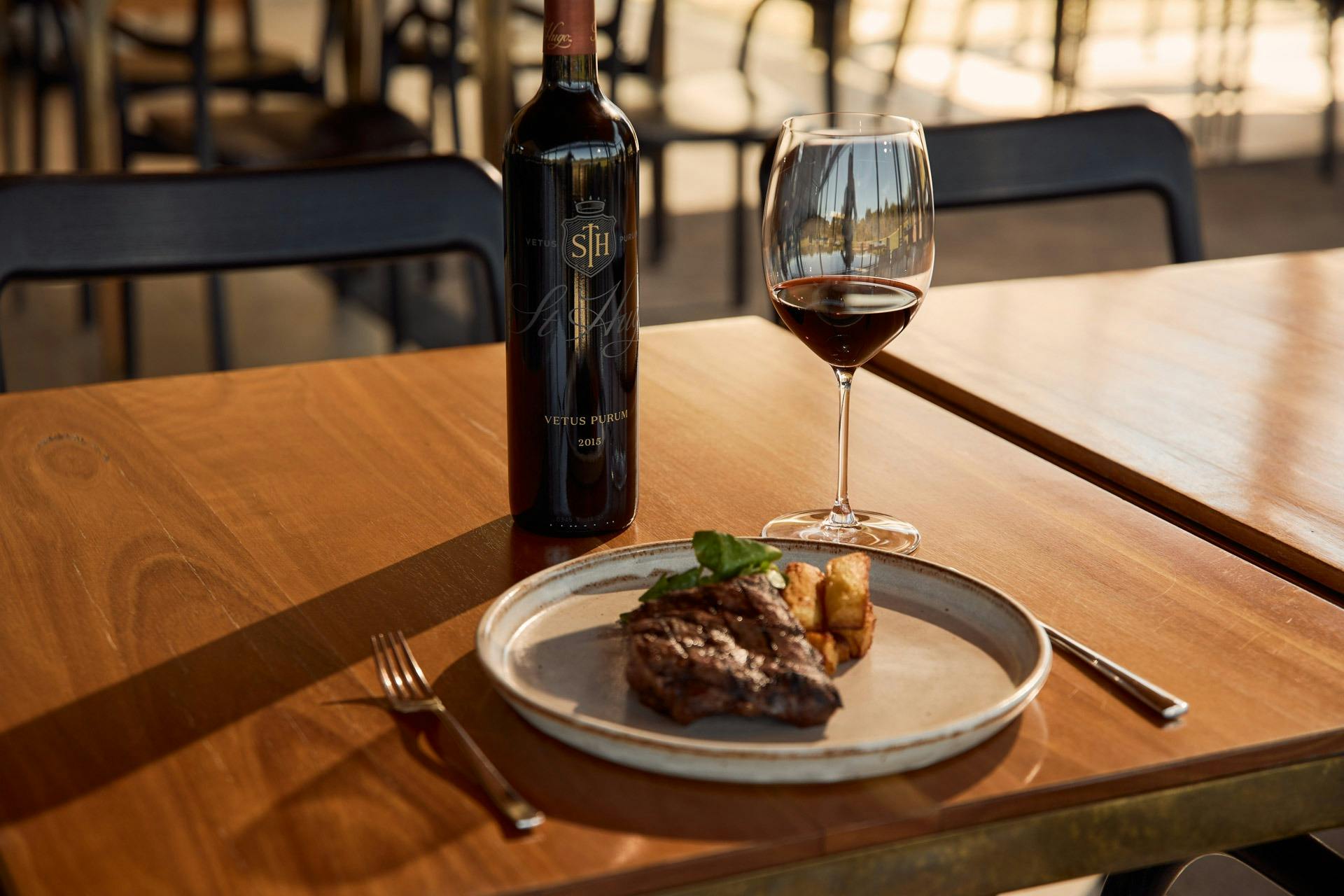 Steak with red wine
