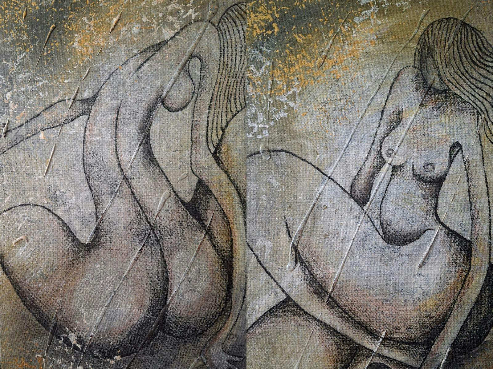 Drawing of two figures