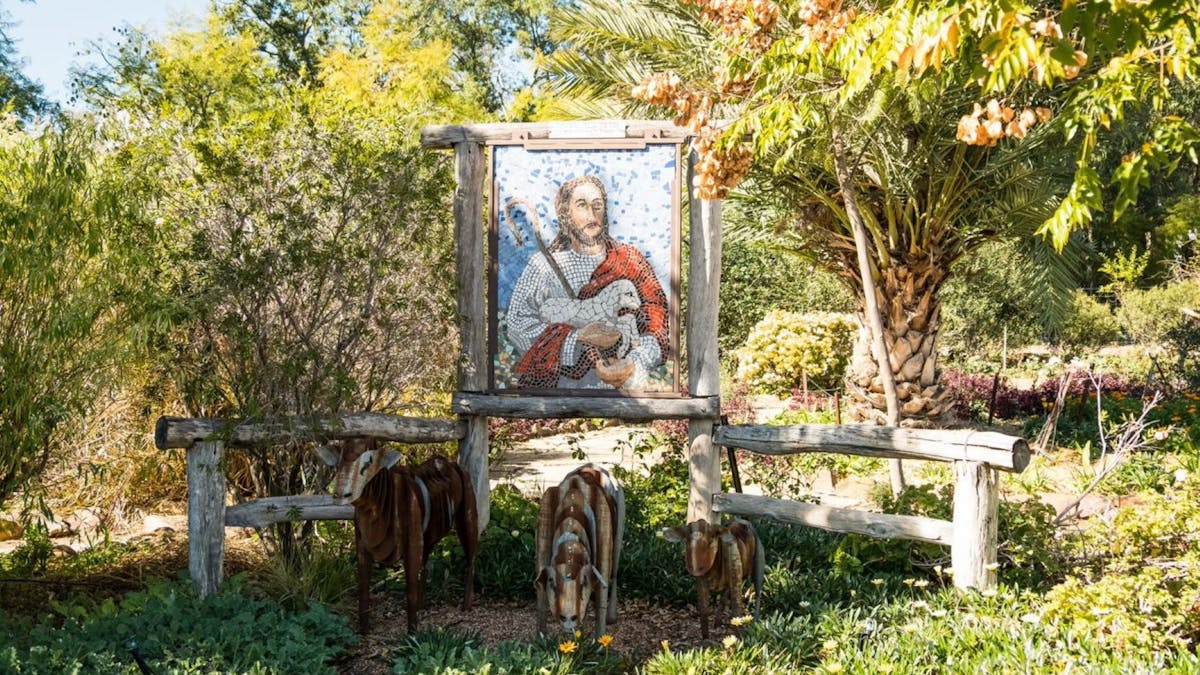 Beautiful mosaic in garden setting