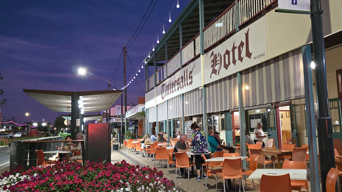 Enticing area to enjoy a cold beer, tasty meal and good company