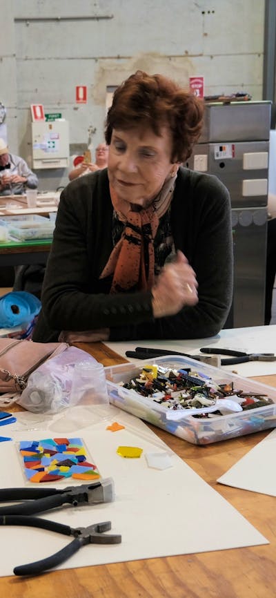 Visitors during tile making class