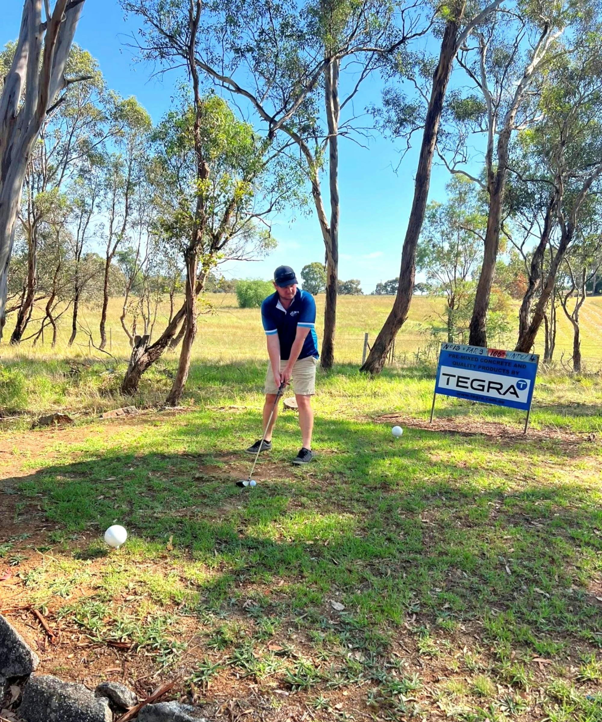 Golfer taking a swing
