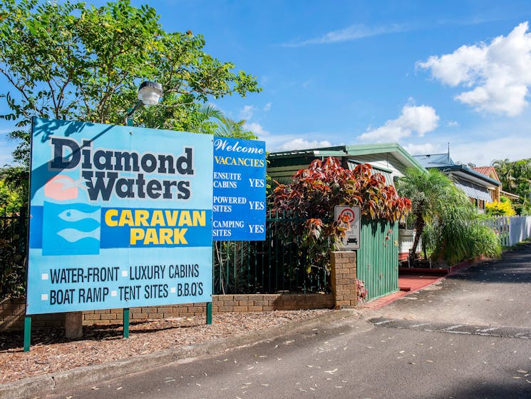 Entrance to Diamond Waters Caravan Park