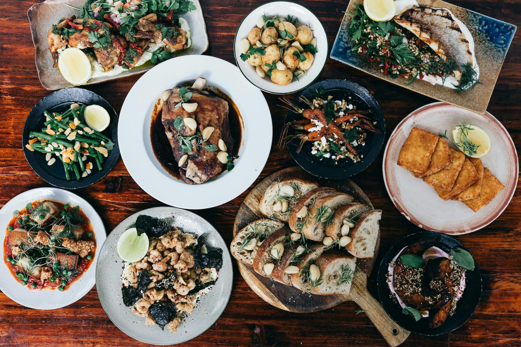 Our Mediterranean Shared menu, featuring slow cooked lamb, Byron Bay haloumi and crispy squid
