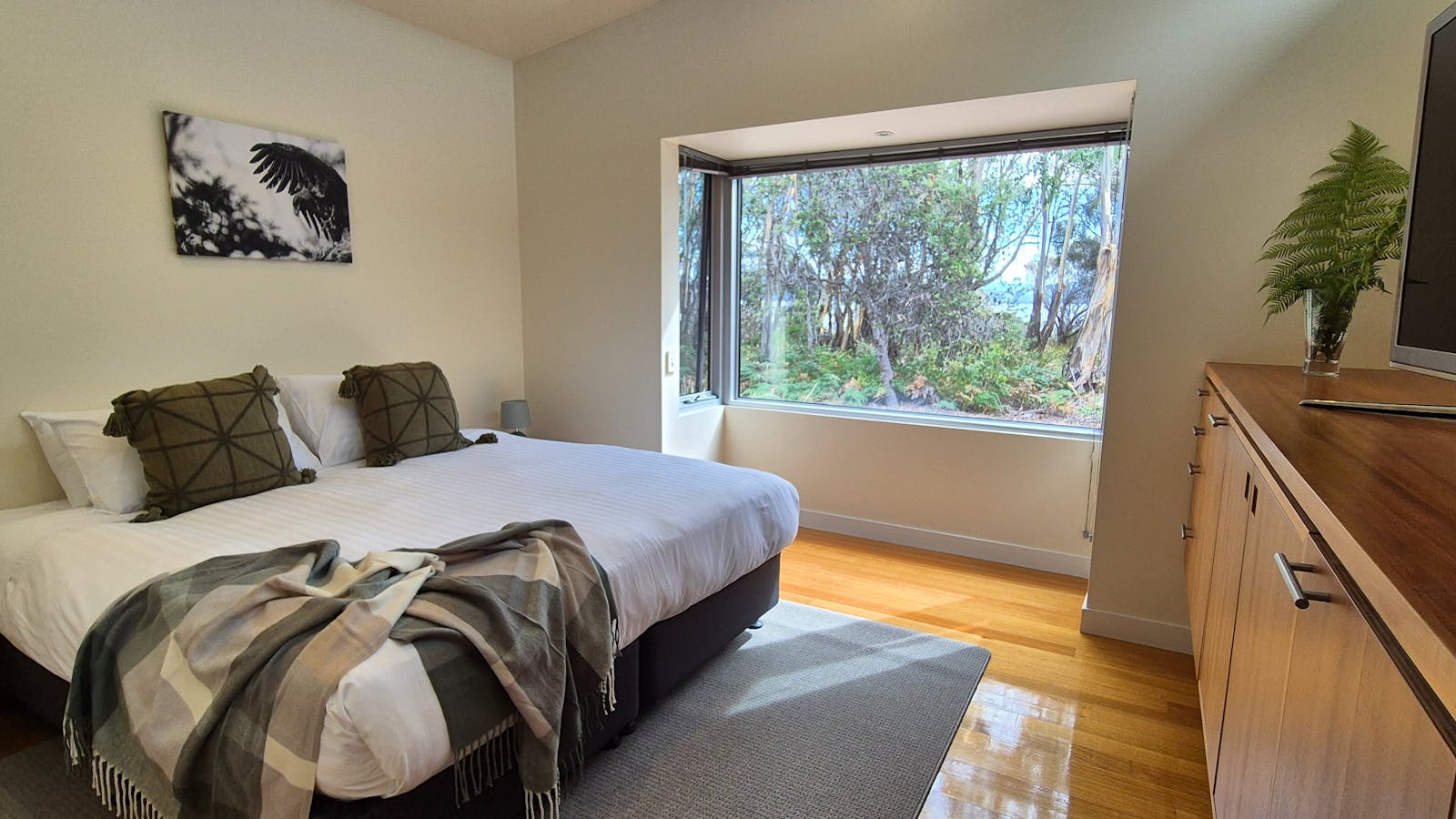 King bedroom with ensuite and views