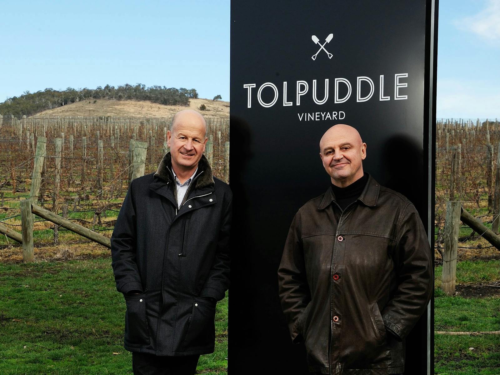 Martin Shaw and Michael Hill Smith at Tolpuddle Vineyard