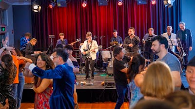 Local Latin band Mi Tierra at Salsa on Saturday With dancers in the foreground