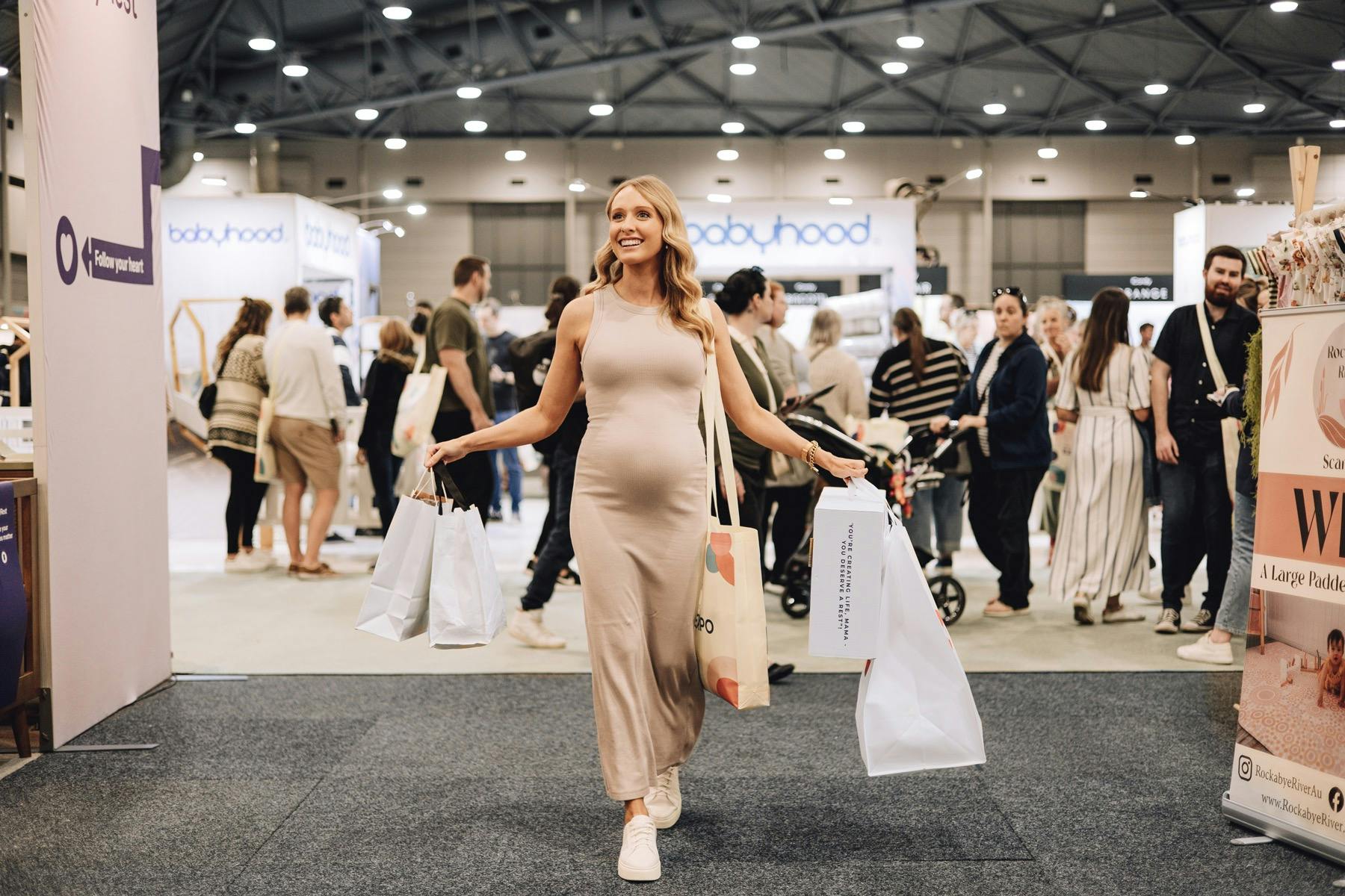 Pregnant woman is shopping at PBC baby expo