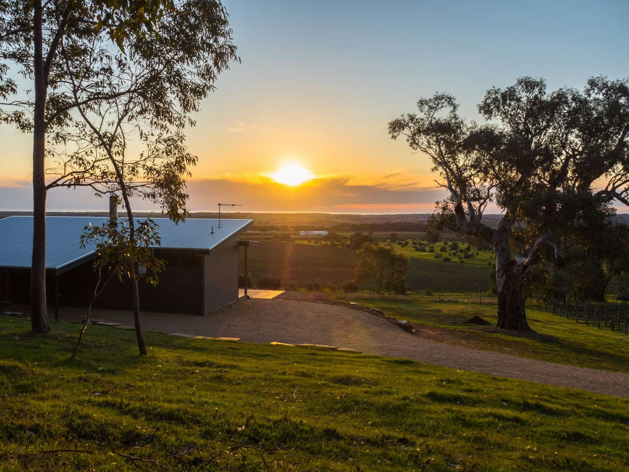 Sunset View from the deck McLaren Vale vineyard ocean