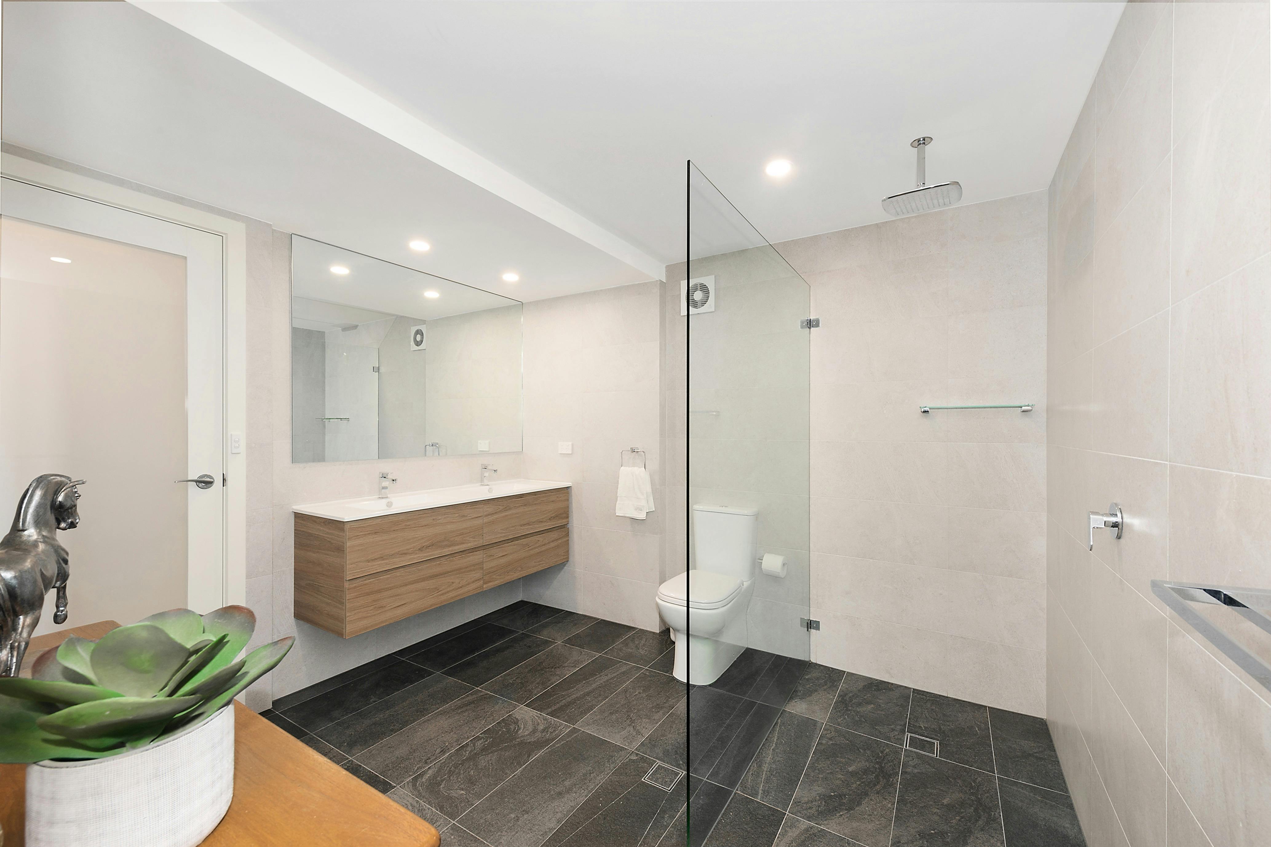 The spacious downstairs bathroom