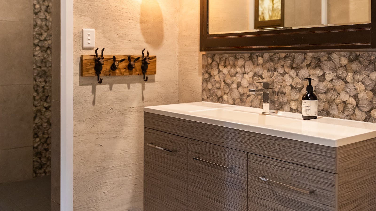 Gorgeous bathroom with waterfall shower
