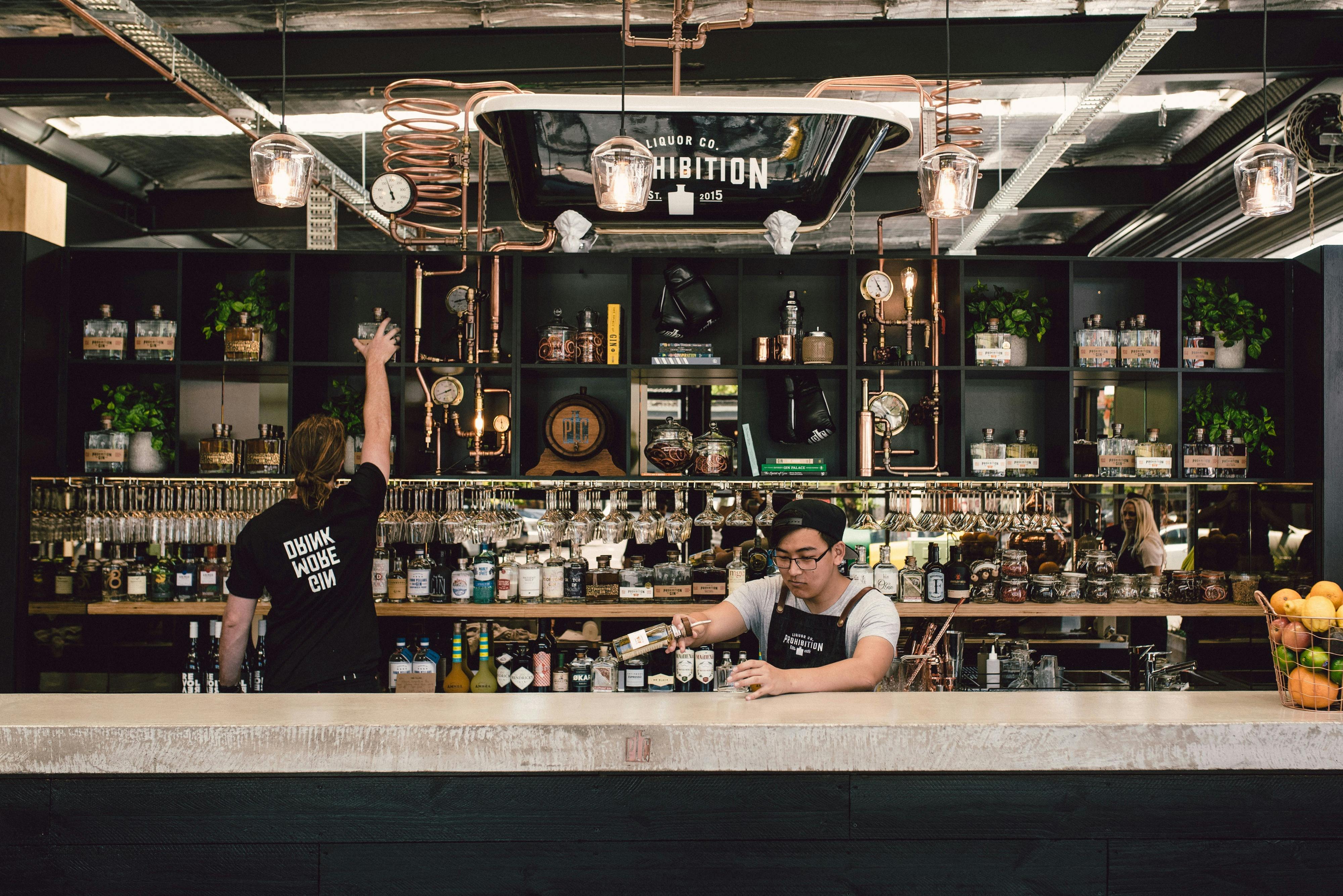 Prohibition Liquor Company's tasting wall