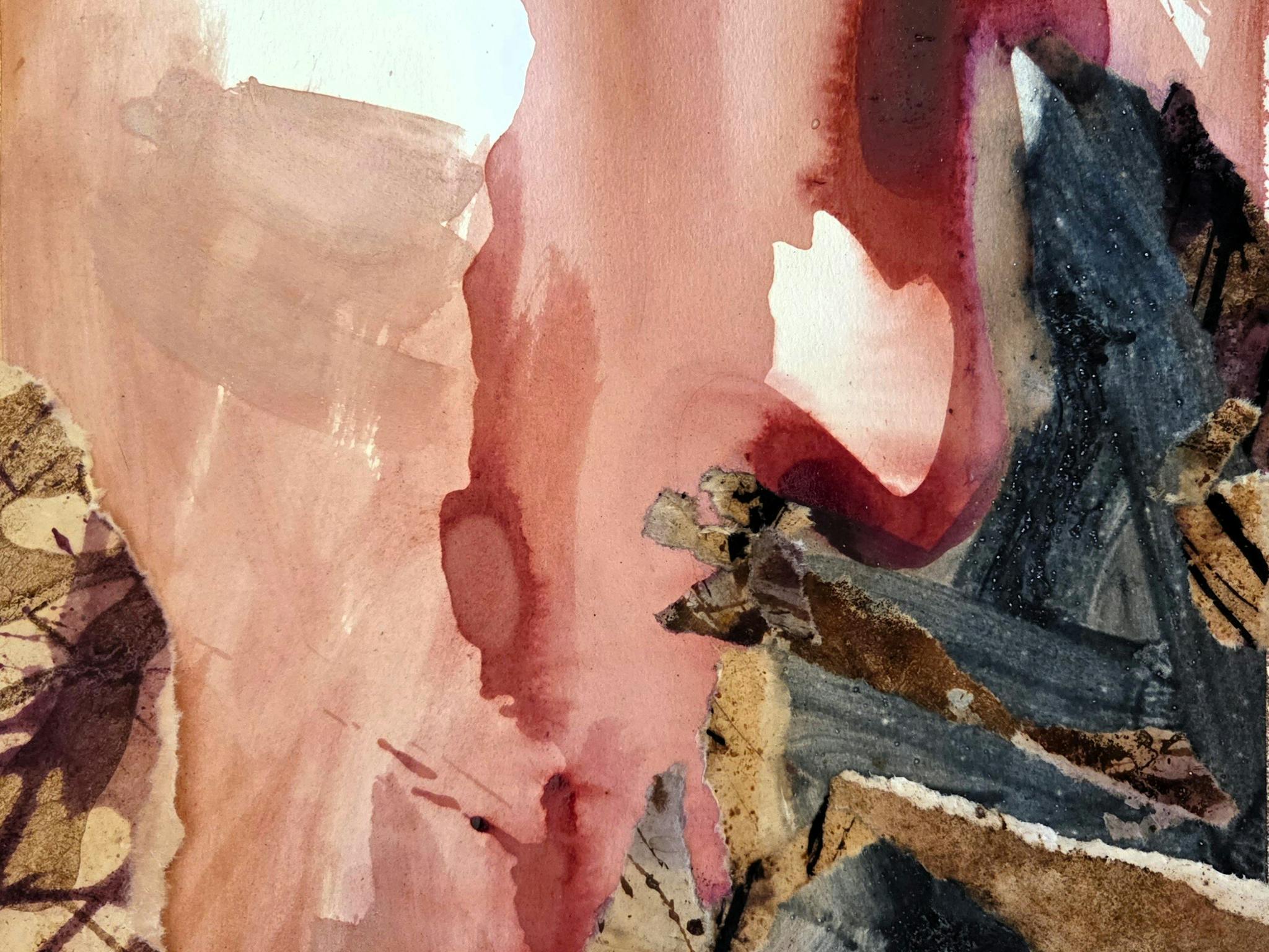 Botanical inks on paper collage composition