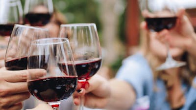 CGT Wine Tour - wine glasses cheering