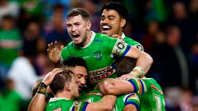 Canberra Raiders team celebration.