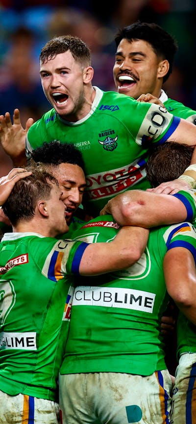 Canberra Raiders team celebration.