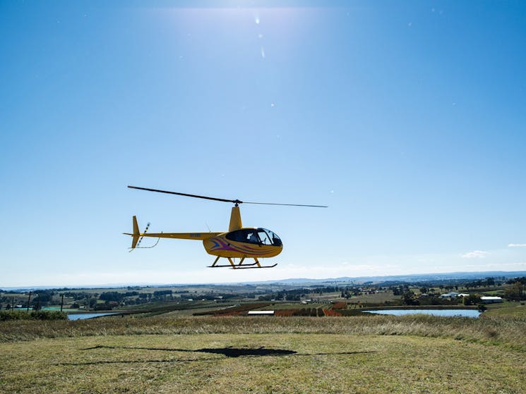 Helicopter taking off from Cellar Door