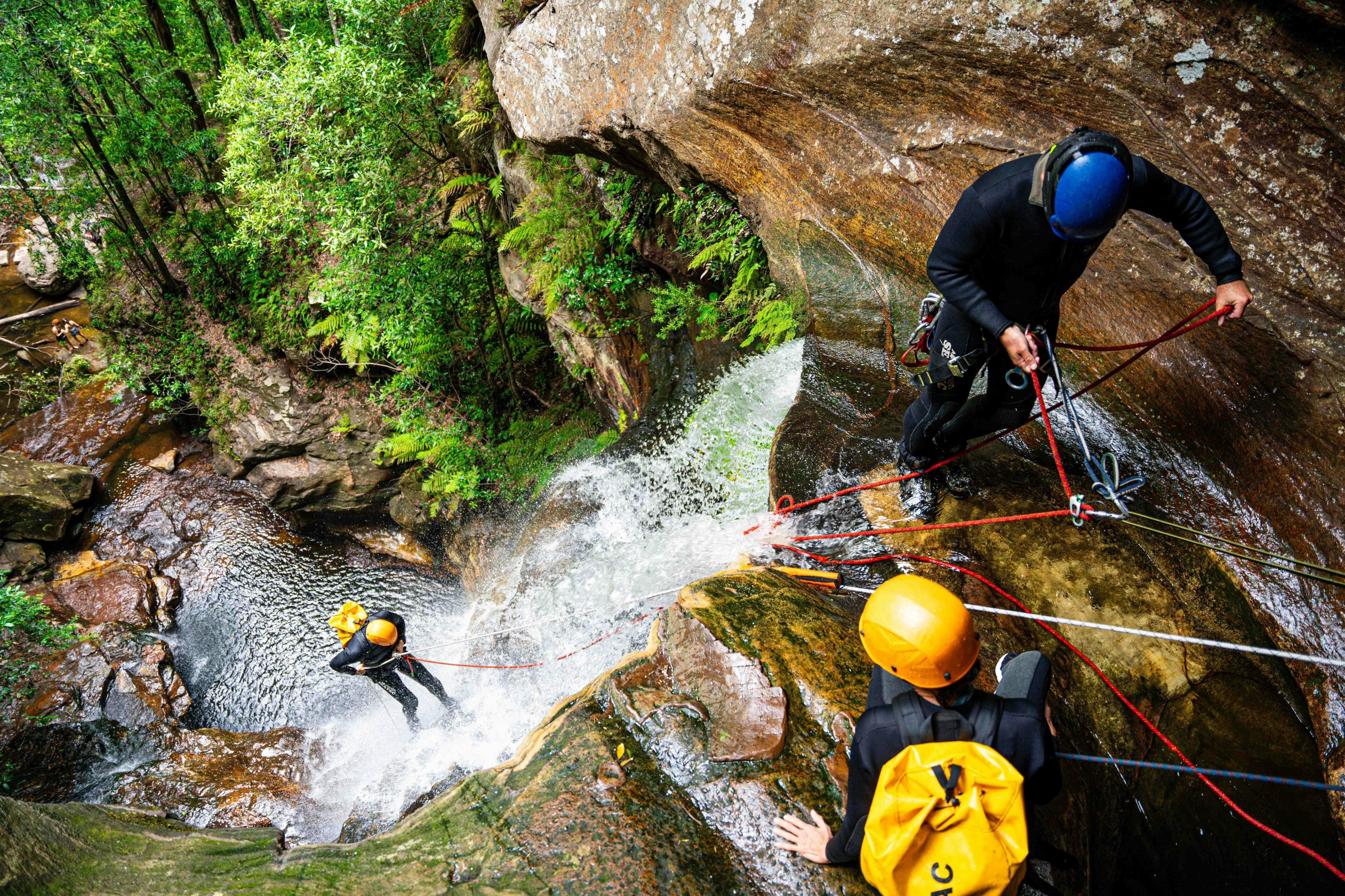 Abseiling down Empress Falls waterfall