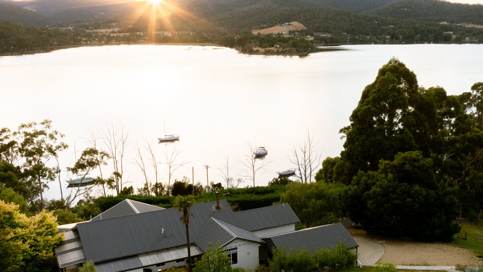 Woodland Bay Retreat overlooking the bay in the early sunrise