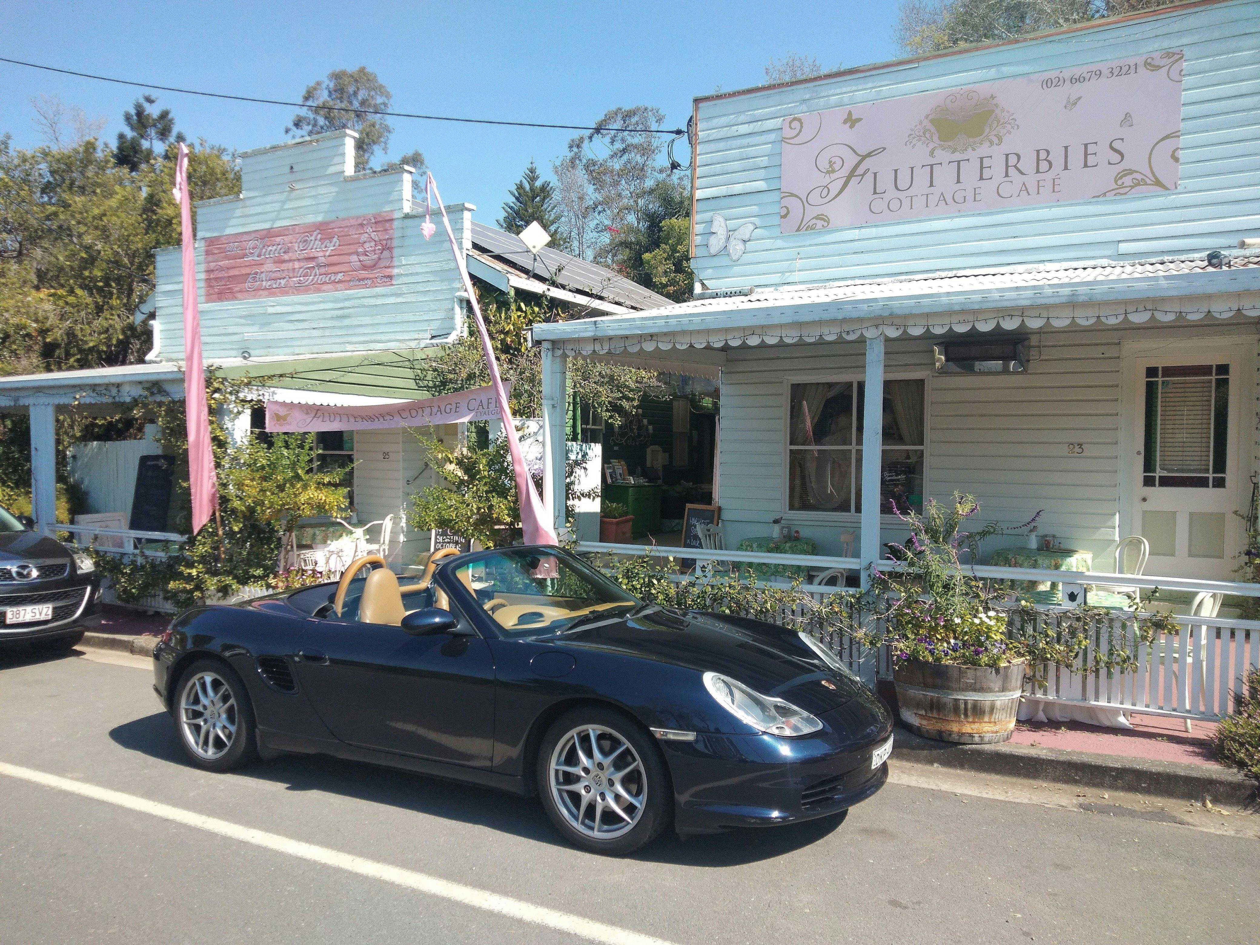 Vintage cars are a regular site at Flutterbies Cottage Cafe
