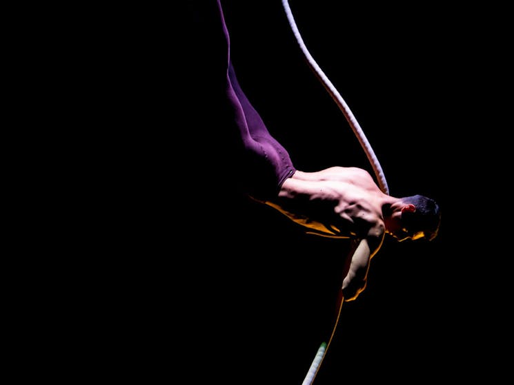 Grover Lancaster-Cole performing a rope act in Borderville 2017