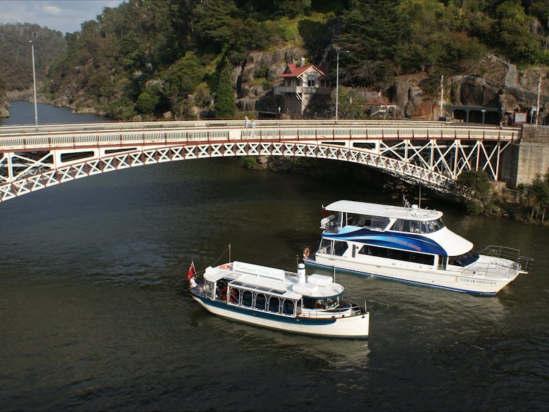 Lady Launceston and Tamar Odyssey at the entrance to Cataract Gorge