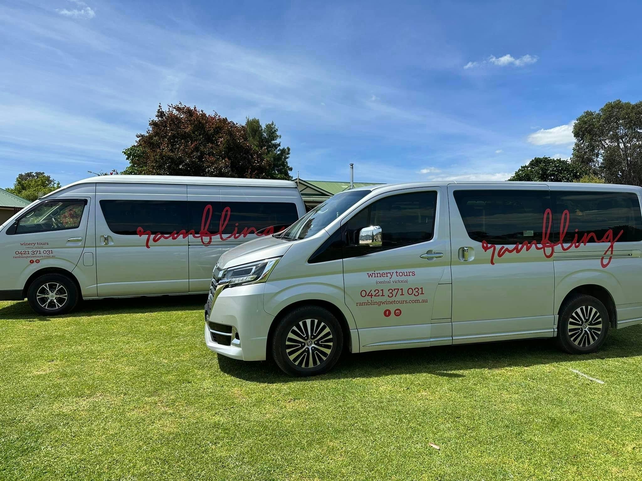 Rambling Fleet - silver Toyota Hi-Ace, 12 seats. 2023 Toyota Granvia, 8 seats