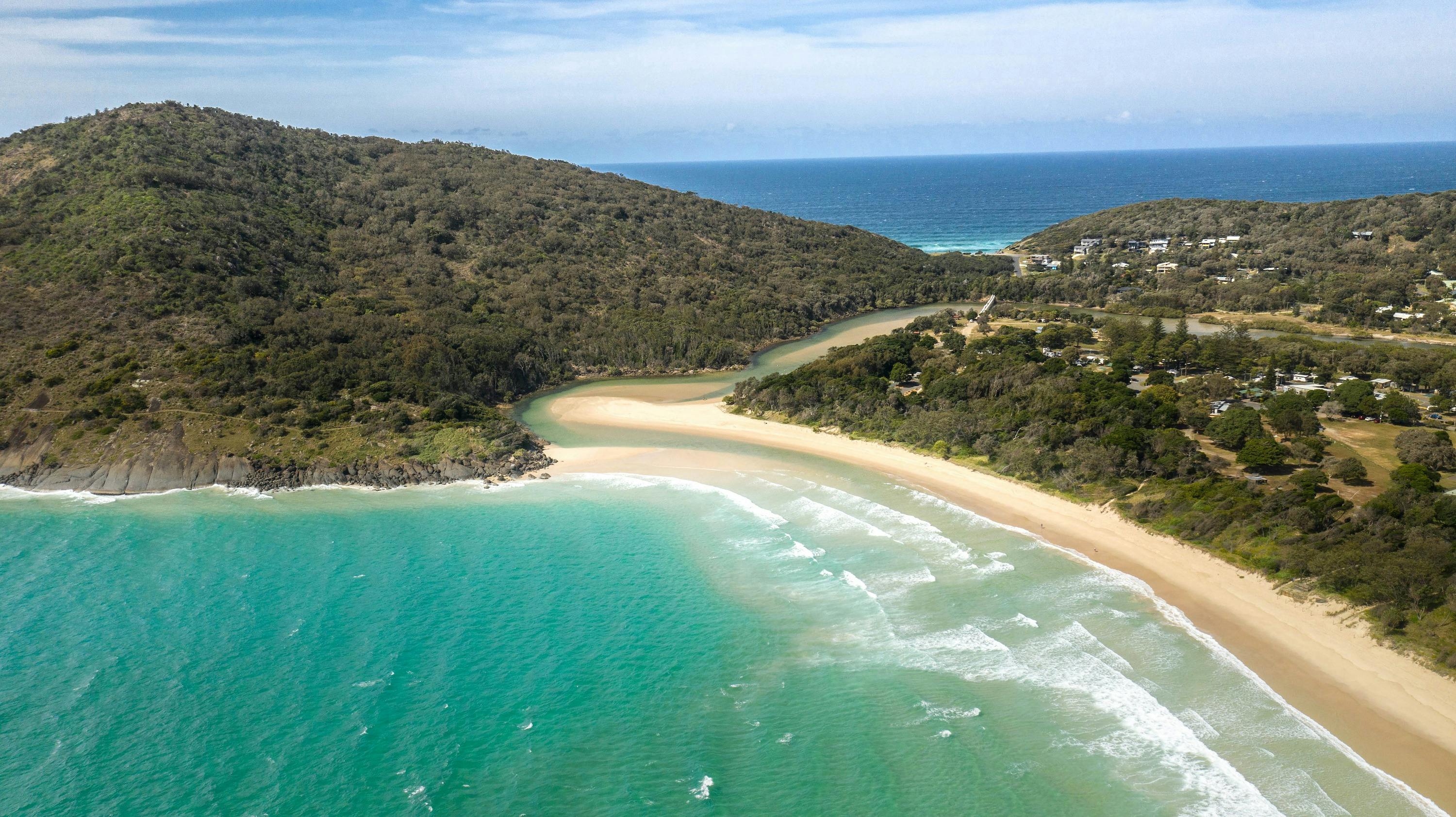 Aerial view of South Smoky Beach near Hat Head