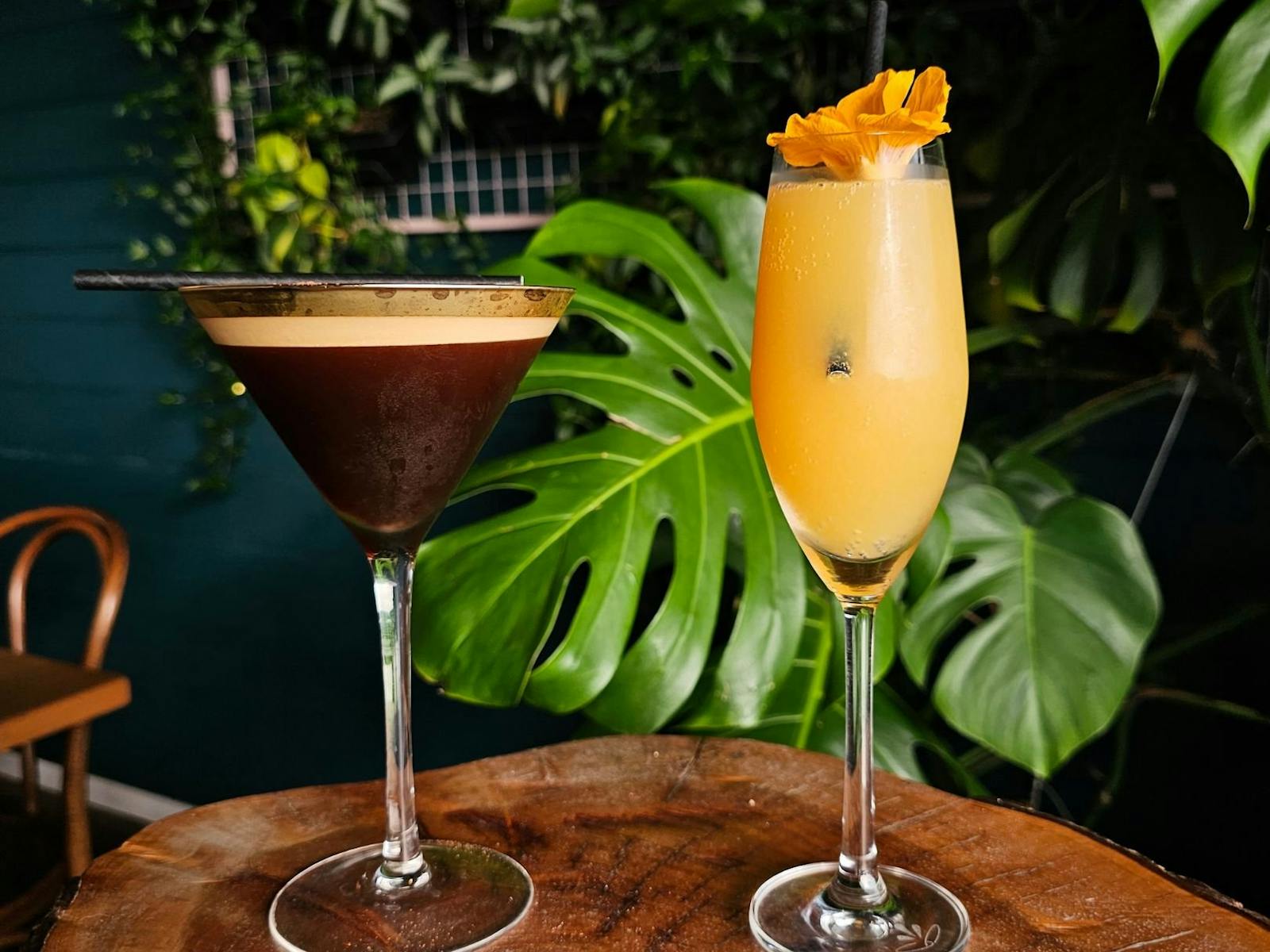 cocktails - espresso martini and momosa by Bruces Cafe
