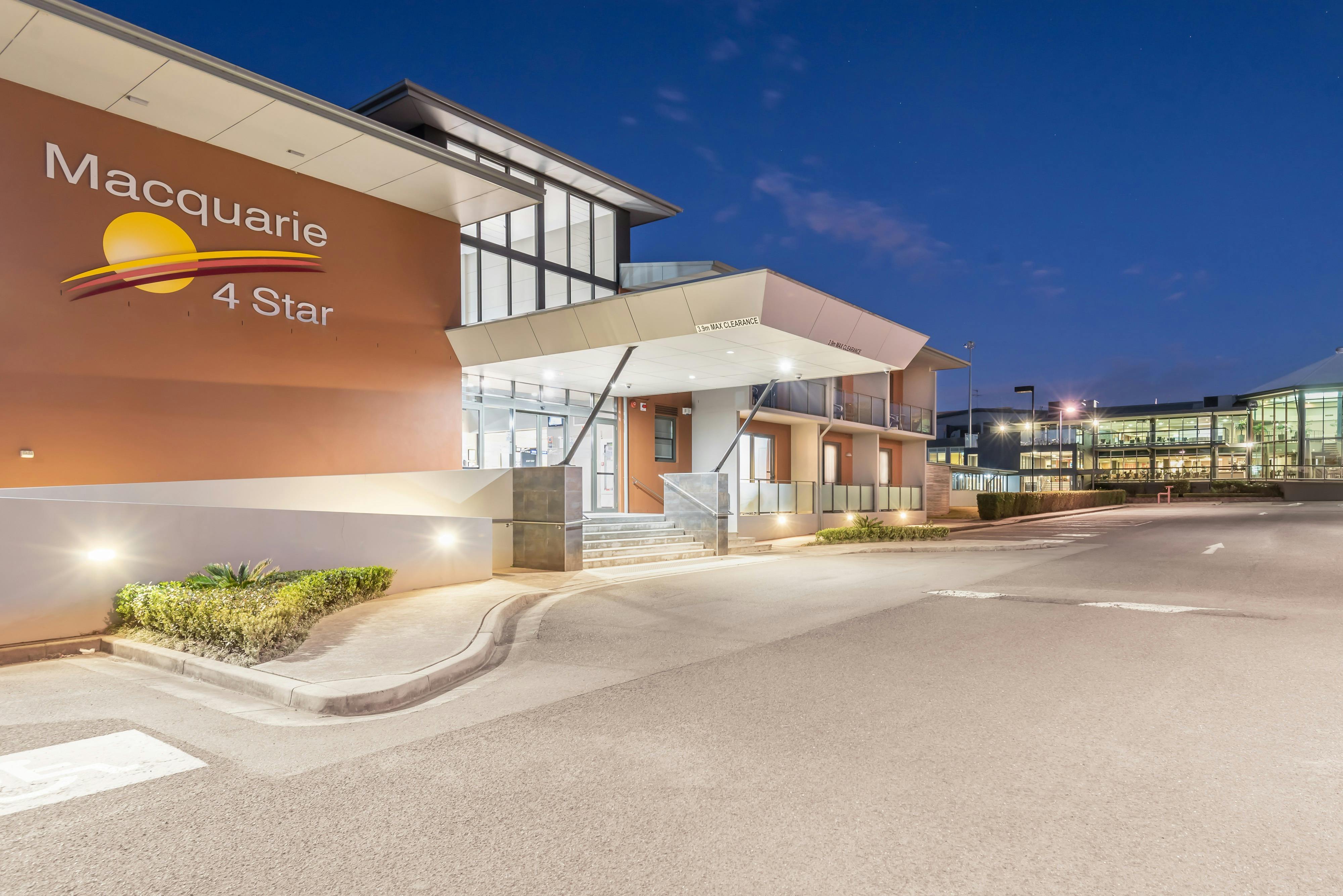 Macquarie 4 Star entrance at dusk
