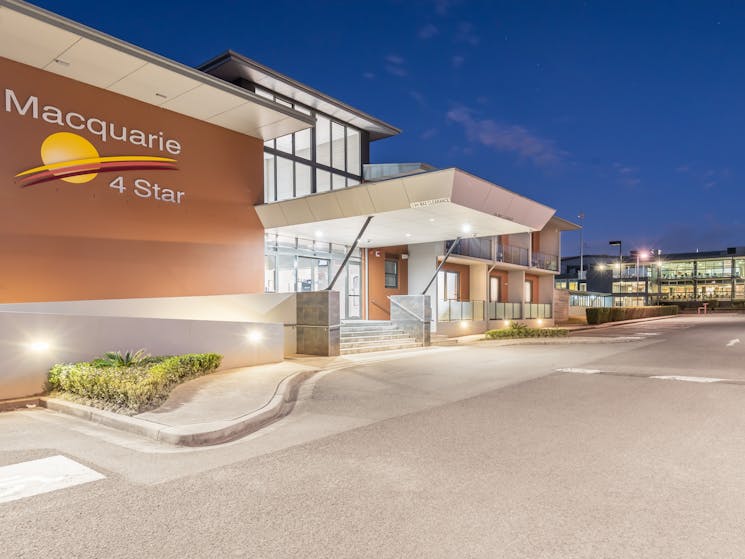 Macquarie 4 Star entrance at dusk