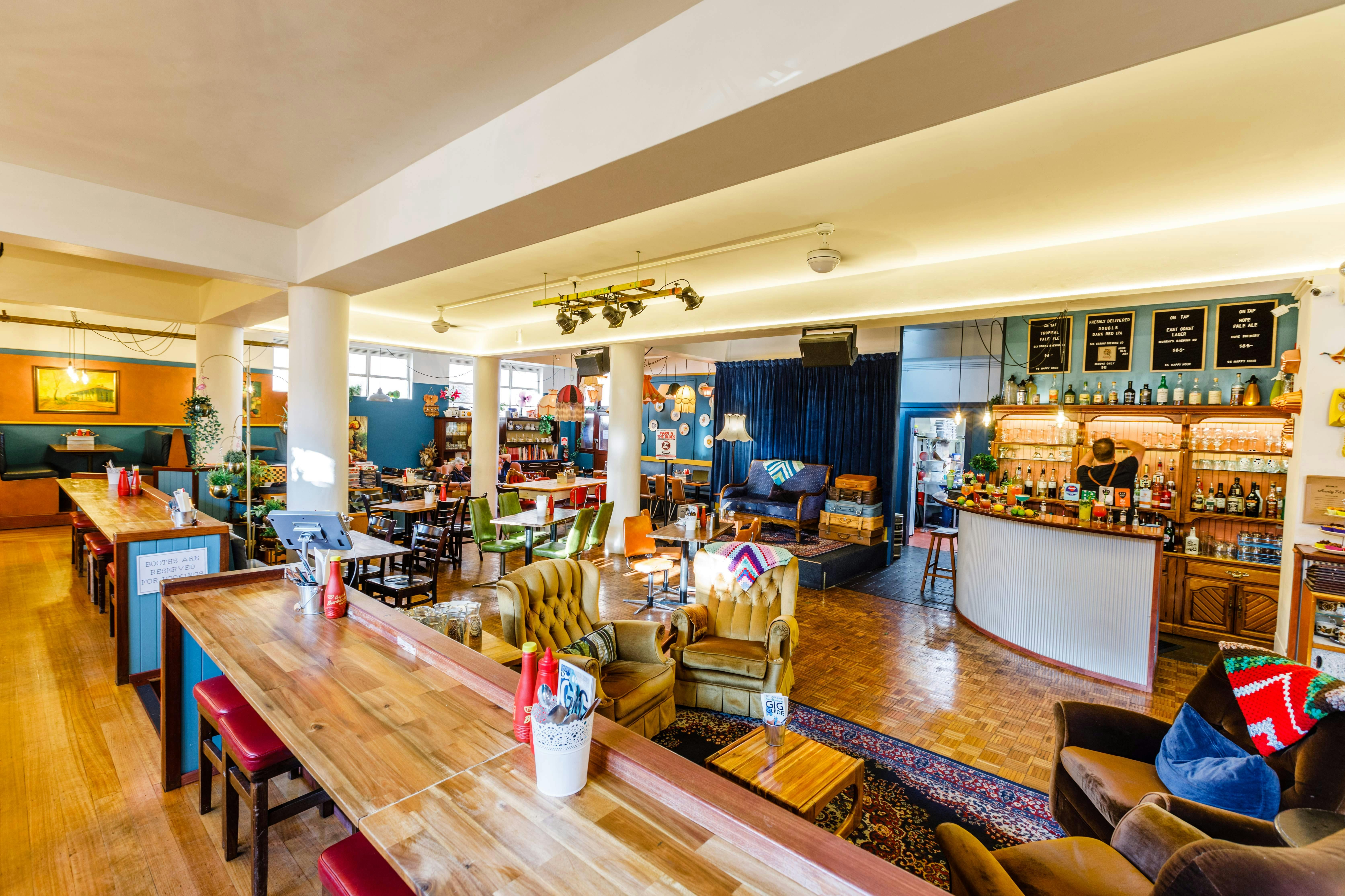 Retro-styled dining room. Enjoy cocktails, craft beers and regional wines