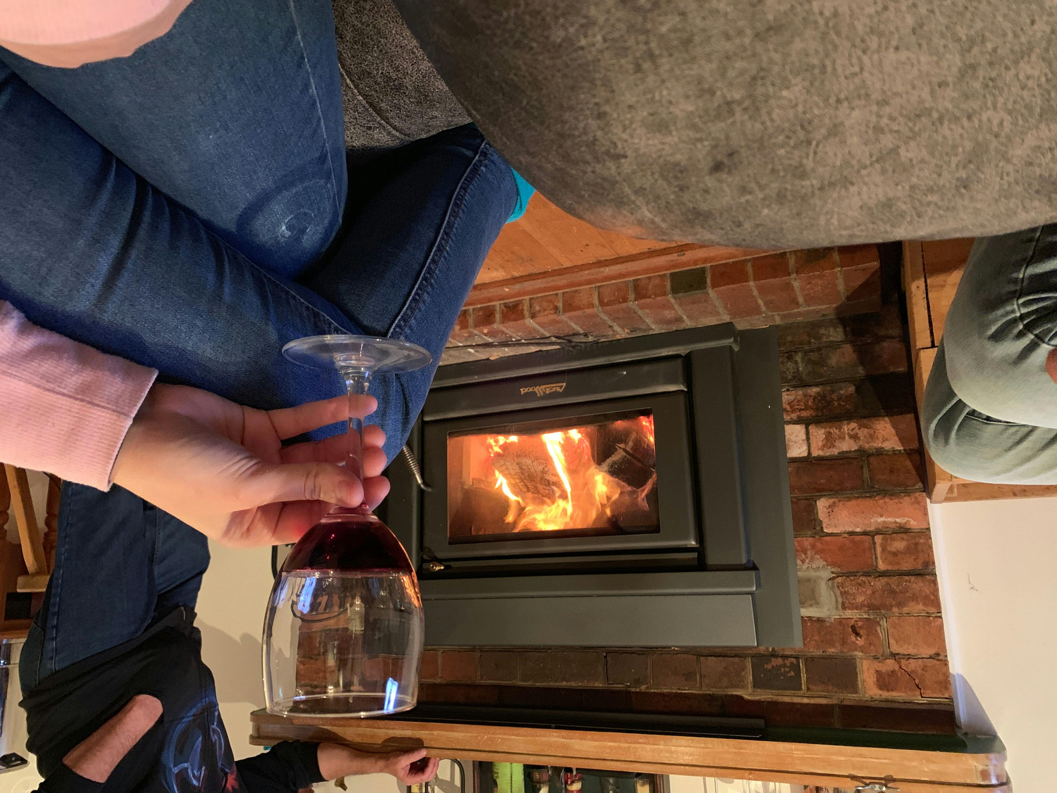 Relaxing around one of our three fire places