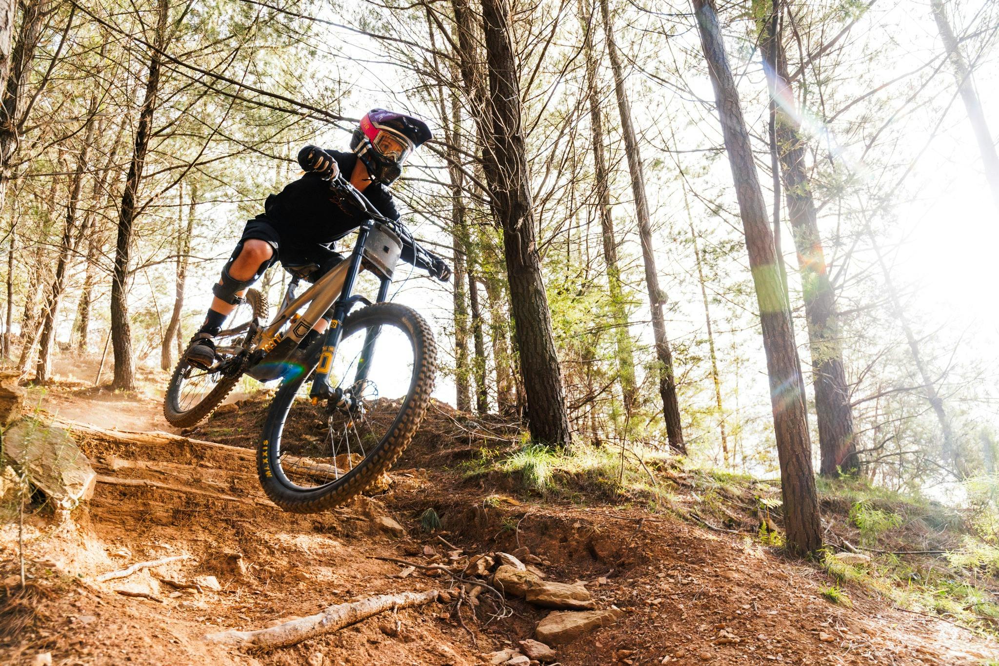 Rider at Mystic Bike Park Mystic DH Trail