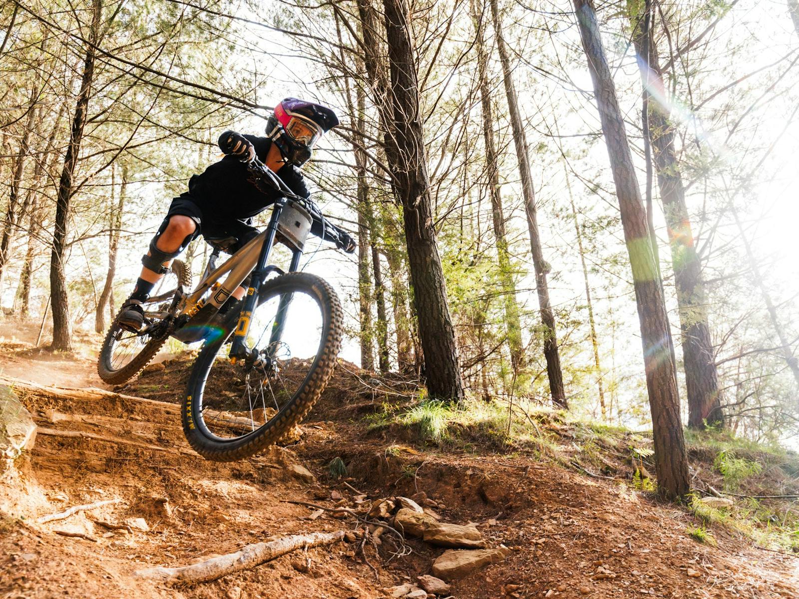 Rider at Mystic Bike Park Mystic DH Trail