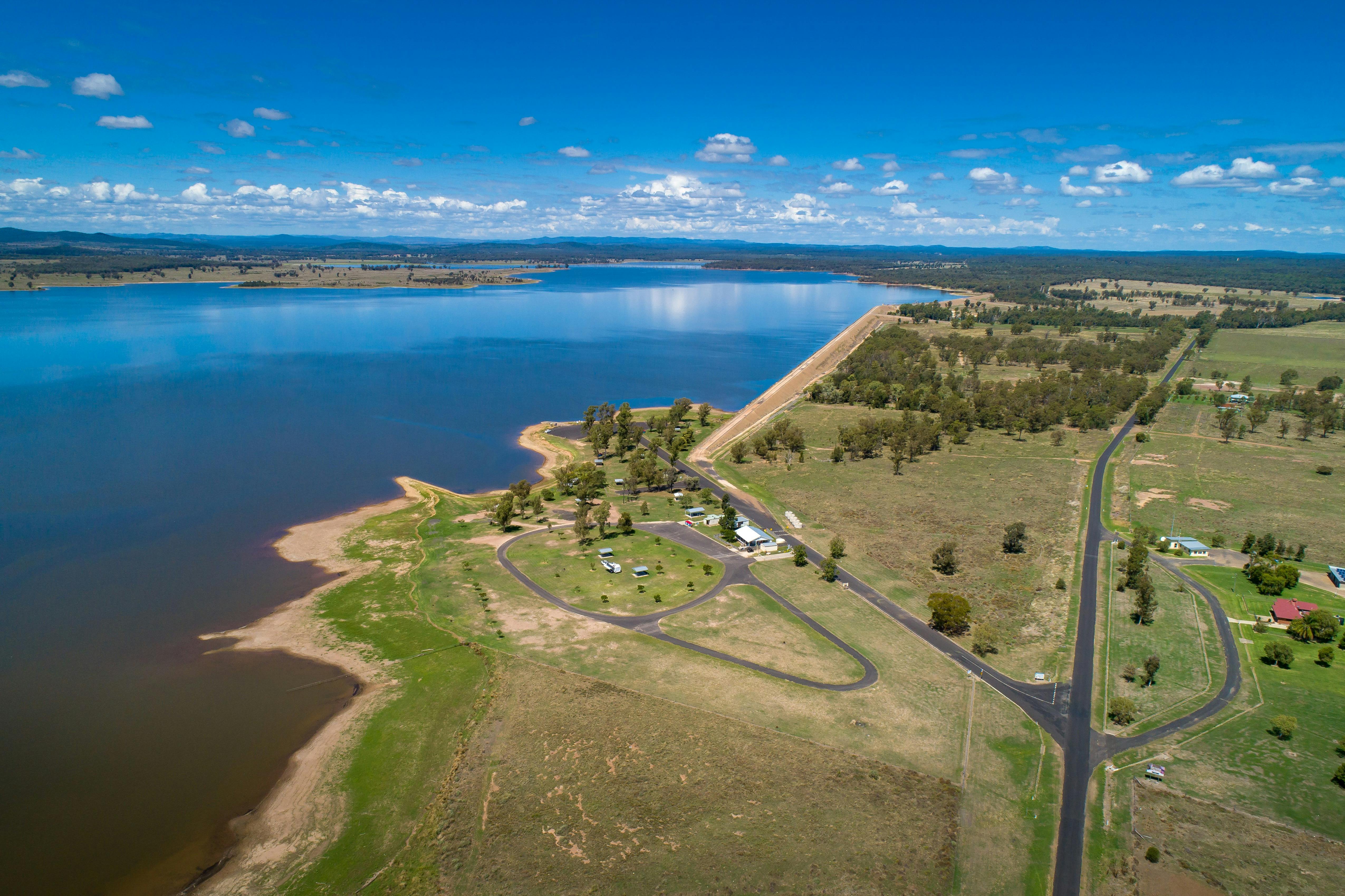 aerial shot of Coolmunda Dam