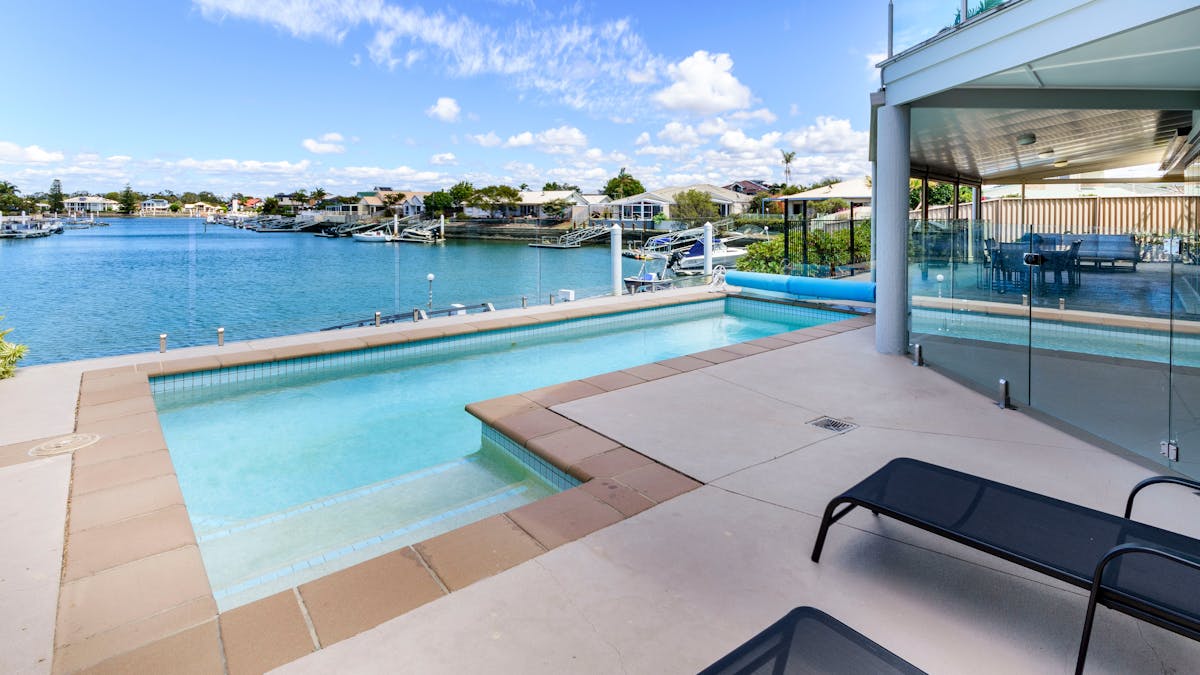 Pool area overlooking canal