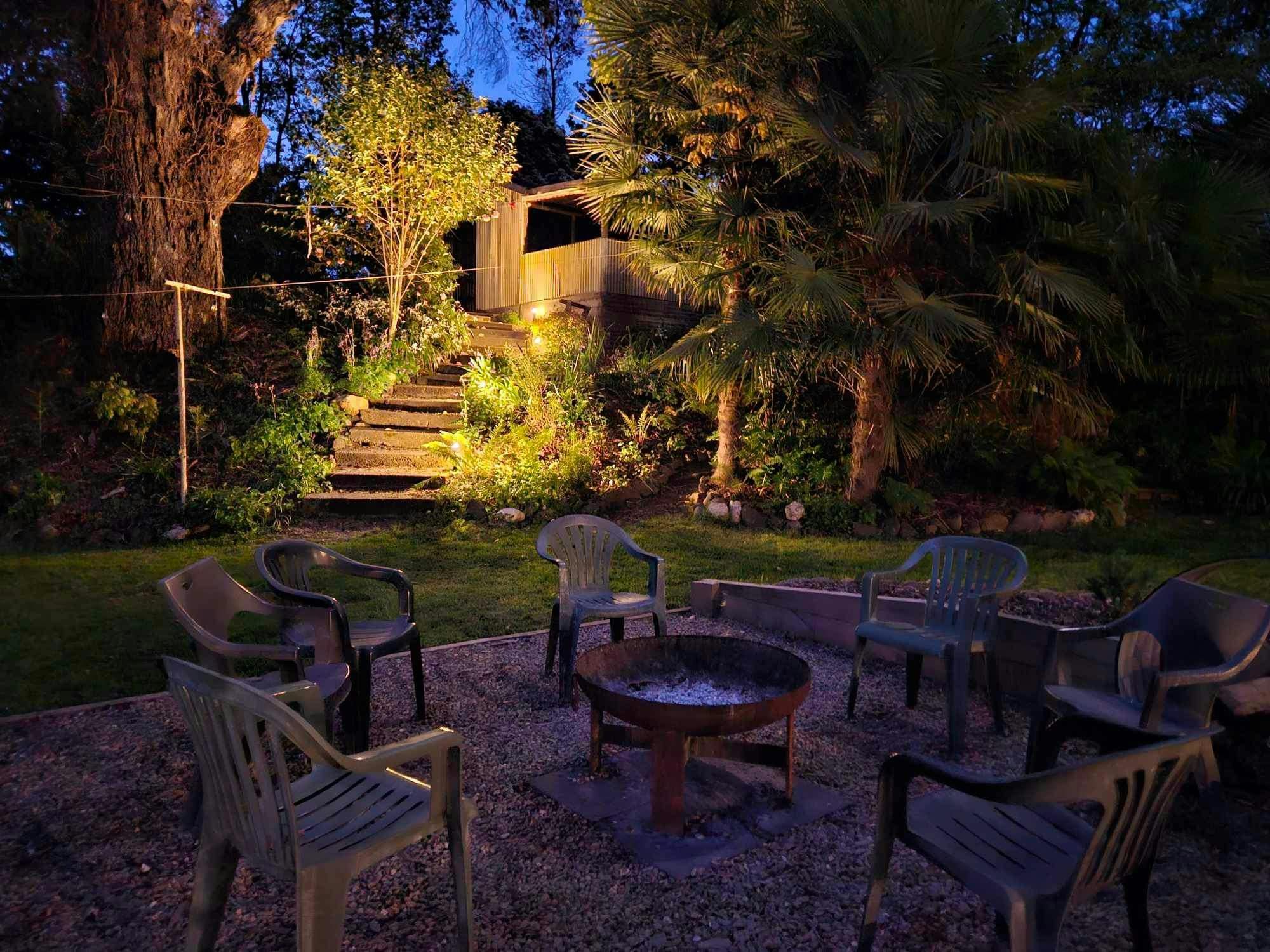 Fire Pit & lit stair case to games room.