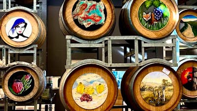 Painting the Wine Barrels, Queanbeyan Art Society, Exhibition, Lerida Estate Winery