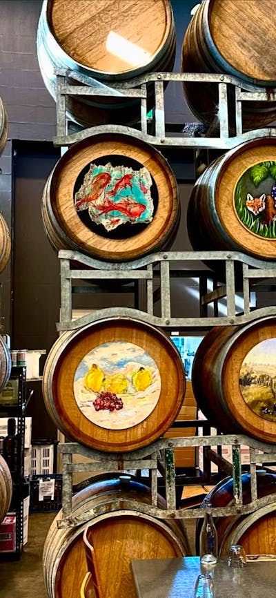 Painting the Wine Barrels, Queanbeyan Art Society, Exhibition, Lerida Estate Winery