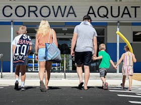 Family entering the Corowa Aquatic Centre