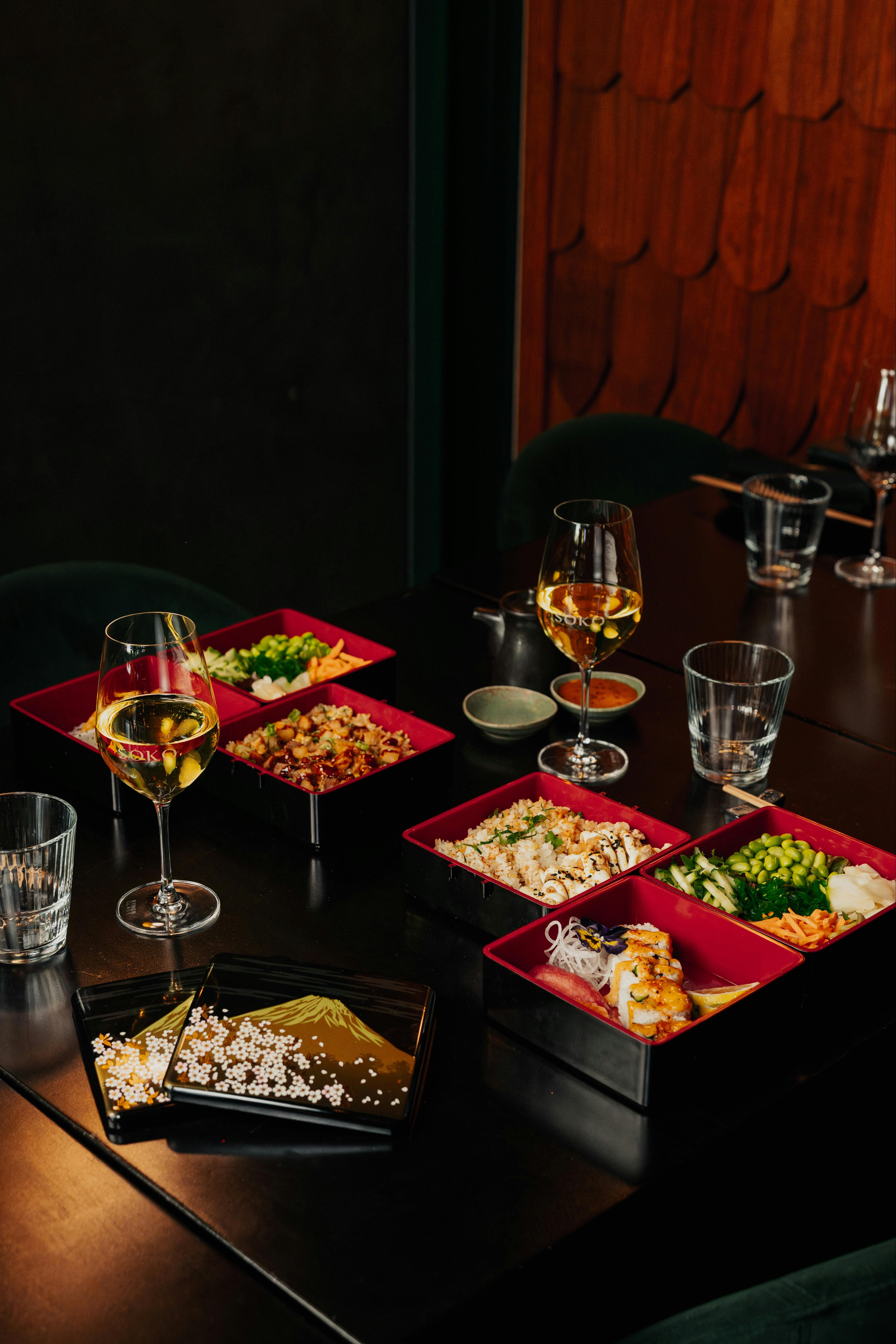 Soko's indoor business lunch which includes bento boxes.