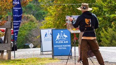 An artist painting on Cork St Gundaroo