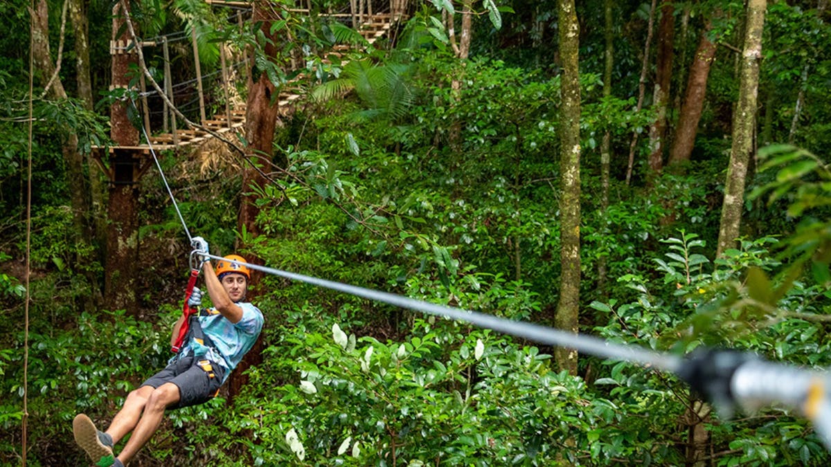 Man on zipline