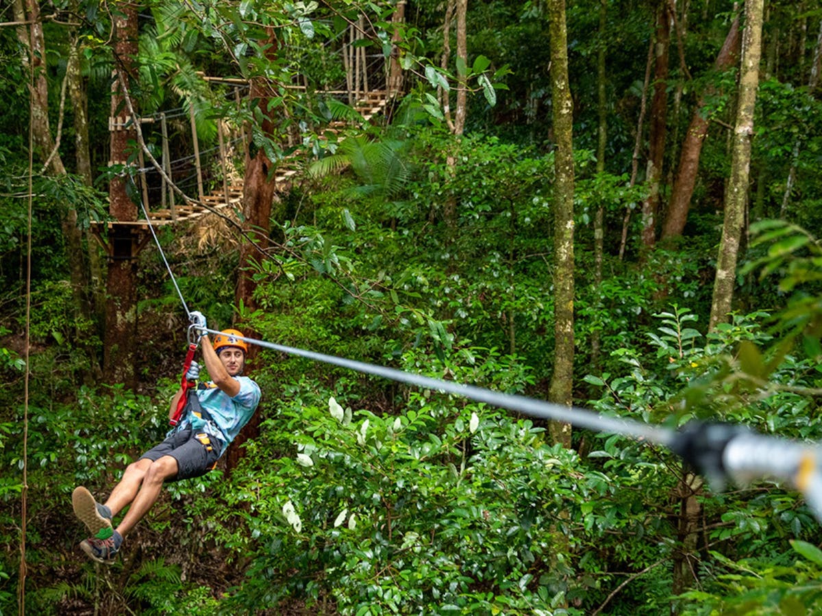 Man on zipline