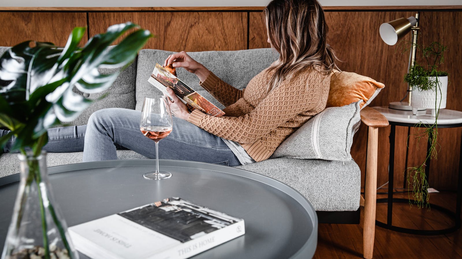 Relaxing on the sofa, which converts into a comfortable double bed.